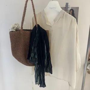 2026 autunno nuovo letterario sottile cotone lino stropicciato sciarpa color-block donna
