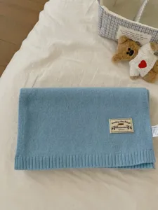 Cozy light blue knitted scarf for women, solid color soft warm winter winter fashion accessory