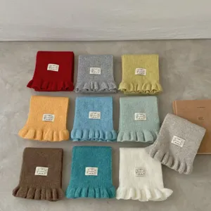 Women Winter Warm Knitted Scarf Casual Solid Color Ruffle Edge Scarf Fashion Versatile Neck Warmer Scarf Accessories