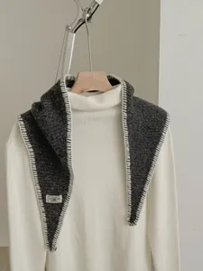 Early autumn knitted lock-stitch diamond scarf versatile neck protection shawl accessory