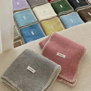 Bufanda de Punto Cálida y Gruesa de Invierno para Mujer Color Sólido Estilo Coreano Borde Bloqueado Bufanda Larga Suave Moda Cuello