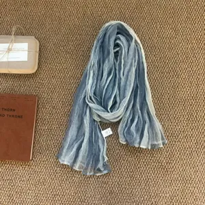 Gradient pleated scarf for women, lightweight breathable neckwear for fashion photo styling.