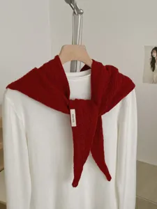 Einfarbige gestrickte Dreieckstuch Schal Damen, stilvoller Halsschutz Winter Accessoire.