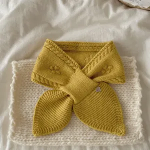 Japanese solid color soft knit short scarf women autumn winter warm cozy neckerchief