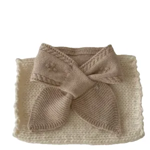 Japanese solid color soft knit short scarf women autumn winter warm neck wrap chic