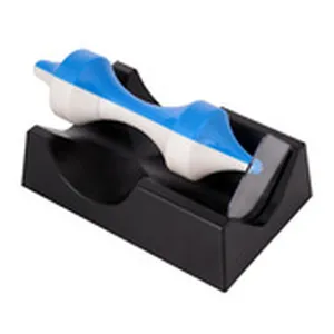 Juguete de física azul y blanco decoración de escritorio piedra oscilante con base negra.