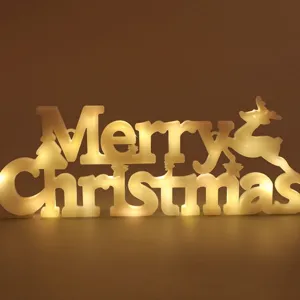 Warm white Christmas LED letter ambient light, Merry Christmas reindeer decorative night light.