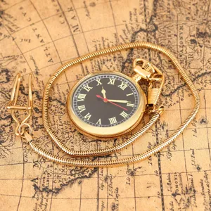 Elegante orologio tascabile meccanico vintage con numeri romani e catena