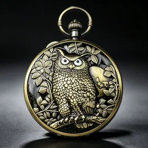 Vintage Bronze Owl Relief Starry Sky Music Pocket Watch Alloy Mechanical Quartz Pocket Watch For Unisex Memorial Gift