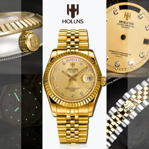 Orologio uomo quarzo oro acciaio inossidabile business lusso vestito impermeabile.
