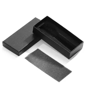 Black rectangular watch gift box with foam insert, ideal for jewelry packaging and special gifts.