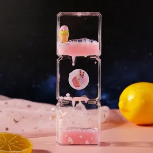 Creative liquid motion bubbler sensory toy desktop cute pink oil hourglass stress relief gift