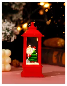 Christmas glowing lantern desktop decoration featuring Santa Claus inside for holiday gifting.