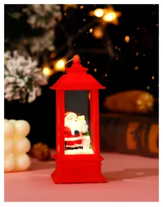 Christmas Santa Claus red wind lamp glowing night light desktop ornament detail shot