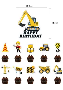 Set diakosmisis tortas me ochimata ergoxotioy genethlia diakosmisi cupcake toppers
