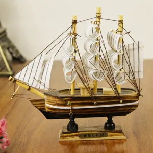 Houten model zeilboot nautische bureau decoratie thuis kantoor ornament miniatuur schip cadeau