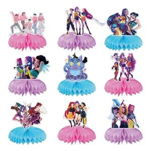 KPOP Thema Waben Mittelstücke Süße Cartoon Figur Papier Tischdekorationen Für Geburtstag Partybedarf