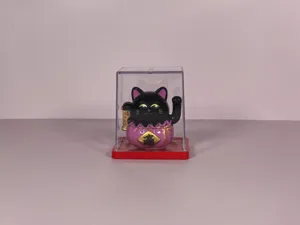 Gatto della fortuna solare decorazione cruscotto auto statuetta maneki neko nero