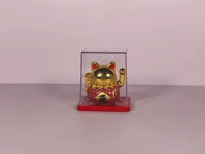 Mini gatto fortunato solare statuetta oscillante per cruscotto auto e decorazione.