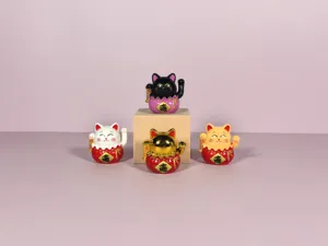 Set di mini gatti portafortuna solari per cruscotto auto e bellissima decorazione domestica.