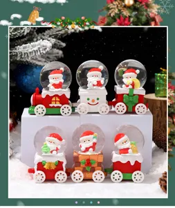 Weihnachten Mini Schneekugel Zug Harz Ornament Set, süße Santa festliche Dekoration