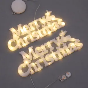 Christmas LED letter light acrylic hanging decoration ornament with warm white lights for holiday party.