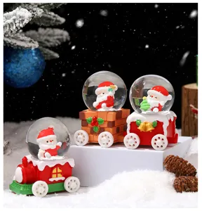 Weihnachtsmini Schneekugel Zug Harz Ornament Desktop Urlaub festliche Dekoration süßer Nikolaus