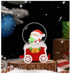 Weihnachten Mini Schneekugel Harz Zug Ornament süßer Weihnachtsmann für Tischdeko