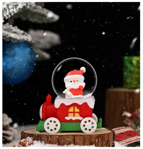 Mini Weihnachten Weihnachtsmann Schneekugel Zug Harz Ornament Festliche Tischdeko Detail