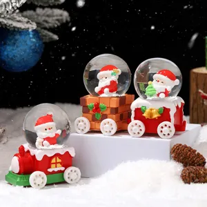 Weihnachten Mini Schneekugel Zug Harz Ornament süßer Weihnachtsmann Tischdekoration