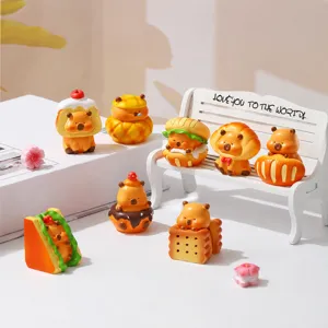 Mignonne figurine miniature en résine capybara boulangerie décoration de bureau jouet mignon.