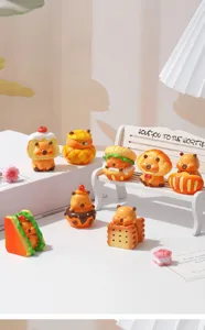 Adorable set de figurines capybara en résine, mini jouets d'animaux pour déco de bureau.