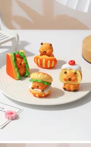 Mignonne figurine résine capybara déco bureau boulangerie jouet animal dessin animé miniature.