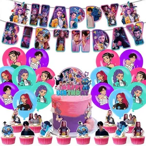 Set de decoración de fiesta de cumpleaños temática K-pop con banner globos y adornos