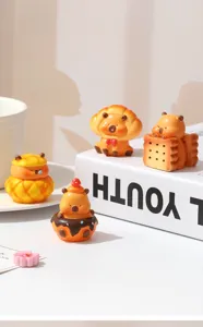 Figurines en résine mignonnes de capybara thème boulangerie décorations de bureau jouet