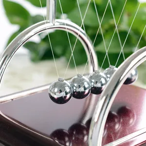 T-shape Newton's Cradle Balance Balls Physics Science Desk Toy Metal Base Ornament