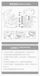 Mini cute cartoon moon night light instruction and user manual details guide display