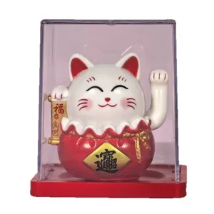 Piccola statuetta gatto fortuna solare per cruscotto auto e decorazione scrivania design carino