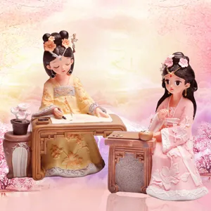 Chinese Hanfu girl resin figurines desktop ornament creative gift home decor set
