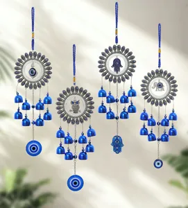 Campanello a vento in metallo malocchio ornamento sospeso per arredamento e regalo.
