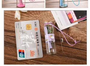Four-color twelve constellation glass wish bottle set with Aries label and purple string.