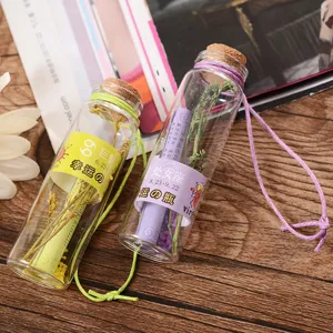 Zodiac glass wishing bottle set with dried flowers and colored sand romantic gift cute desktop decor