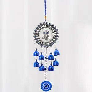 Campanello eolico gufo malocchio in metallo decorazione porta casa regalo ideale