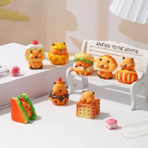 Mignonne Figurine en Résine Capybara Ornement de Bureau Animal de Dessin Animé Miniature Gâteau Cuisson Décoration Décoration de Maison Cadeau