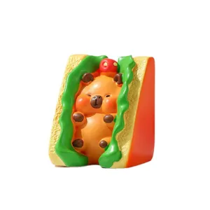 Mignonne figurine de capybara en résine sandwich animal bureau décoration jouet mignon cadeau