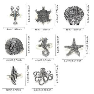 8pcs metal napkin rings nautical marine theme table decor lobster starfish octopus size