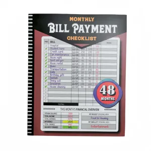 Monatlicher Rechnungszahlungs-Checklisten-Notizbuch mit 48 Monaten Planer für Finanzkontrolle.