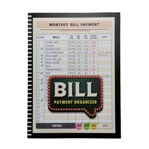 Monatliches Rechnungs-Tracker-Notizbuch mit detaillierten Budget-Planer-Seiten für Finanzen.