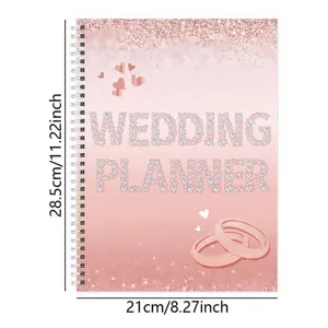 Pink glitter wedding planner notebook spiral bound hardcover engagement record diary book