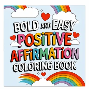Detailed view of the positive affirmation coloring book with colorful illustration cover.
